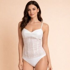 Amanda Uprichard White Sheer Panel Sleeveless Thong Bodysuit S