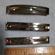 3 Vintage Goody Stay Tight Clasp Clip Hair Barrettes 2.25 USA Metal Gold