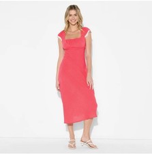 Women's Maxi A-Line Summer Dress Flutter Cap Sleeve Wild Fable NWT 35 Red Polka