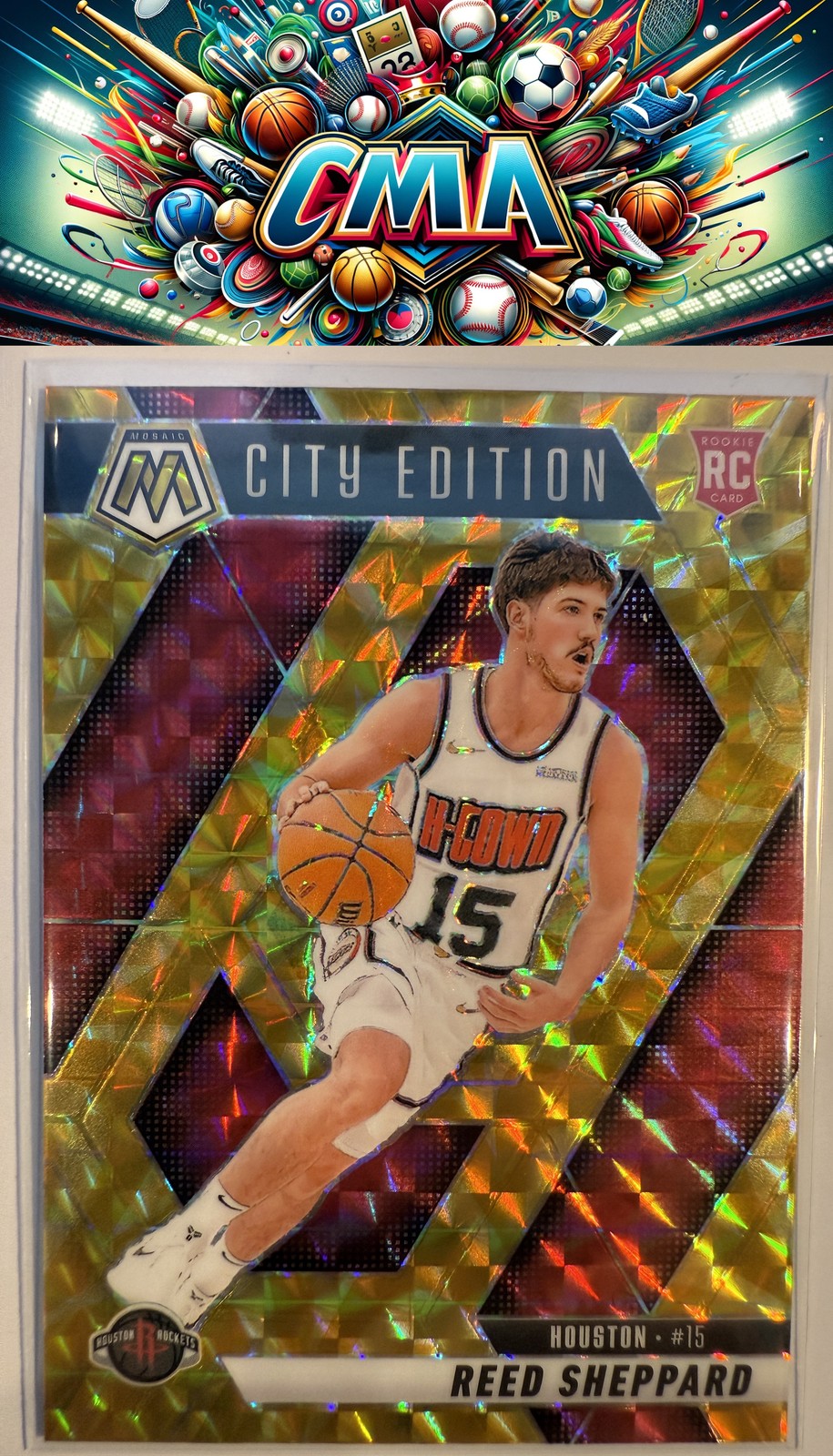 2024-25 Panini Mosaic #276 Reed Sheppard Reactive Yellow Mosaic