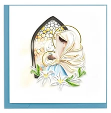 Quilling Card Mary & Baby Jesus Religious Christmas Holiday Greeting Card