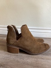 Steve Madden Women  s Lancaster Brown Suede Ankle Bootie Back Zip - 7M