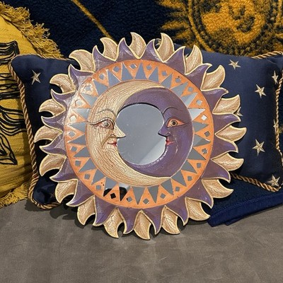Vintage 90s Celestial Double Moon Mirror Whimsigoth Witchy Boho Wall Decor 11.5 