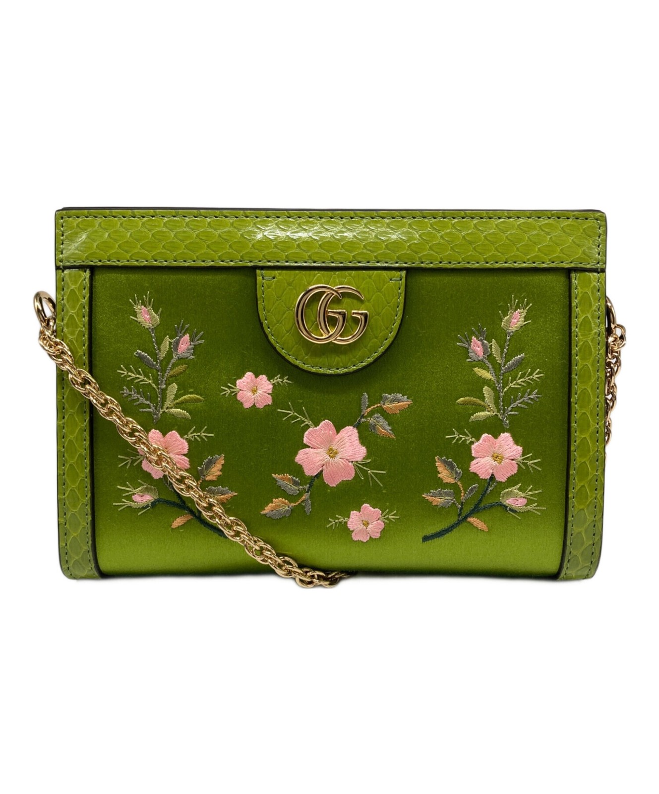Gucci Off The Flora Chain Shoulder Bag Green   602676 SN2573