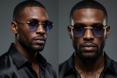 Fashion Round Sunglasses Men Retro Rimless Metal Bar Hip Hop Shade Glasses New