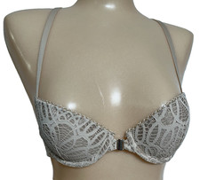 Victoria's Secret Bra Dream Angels Lined Demi Racerback Beige Lace Size 32B