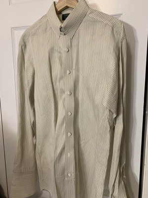 Tom James Men s Sz XL Dress Shirt Button Down Collar DMJ Initials Sleeve