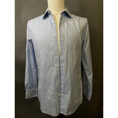 Club Monaco Albini Fabric Mens Light Blue Cotton Button Down Shirt Size 15.5