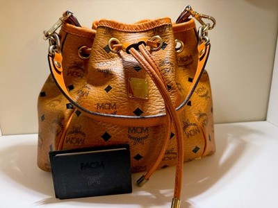 MCM Cognac Logo Bucket Bag Gold Hardware Drawstring  display picture 2
