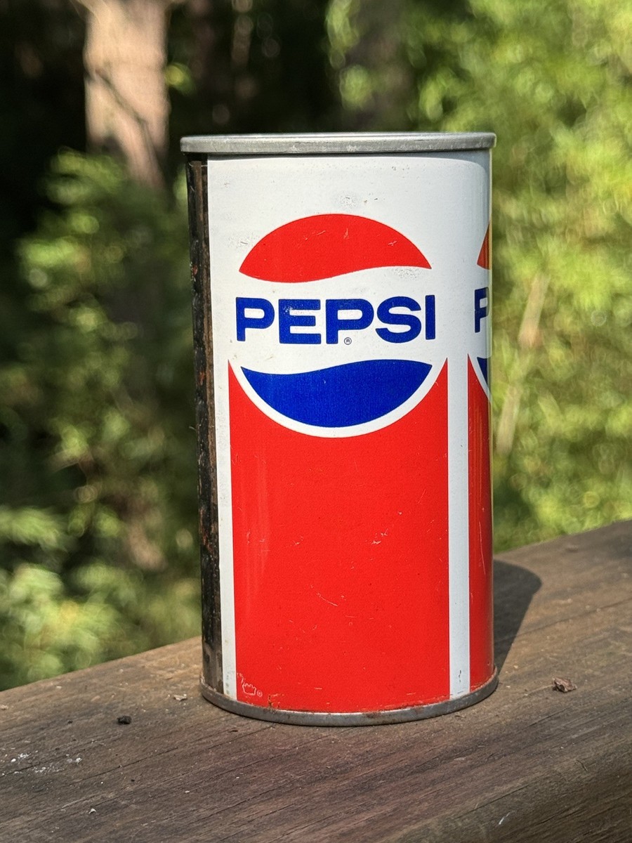 Vintage 1970s Pepsi-Cola Straight Steel Pull Tab Soda Can 12oz