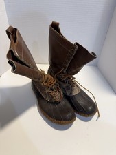 Vintage LL Bean Brown Duck Boots Rubber Bottom Mens Size 7 Made In USA 190