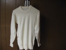 Vintage Men's L Large Solid Cream White Long Sleeve Warm Sweater