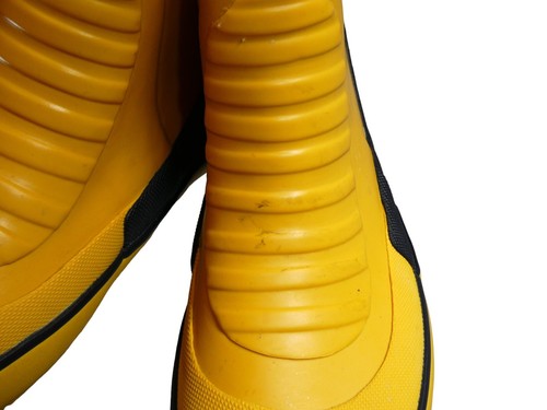West Marine Tall Blue Yellow Rubber Boat Deck Boots size 4 with drawstring - Picture 4 of 9