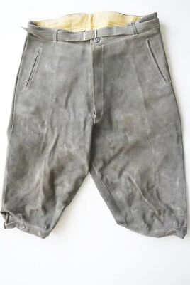 Dicke stabile Lederhose Kniebund Rinderspalt speckig Arbeiter grau Jäger Gr.52 - Bild 1 von 4