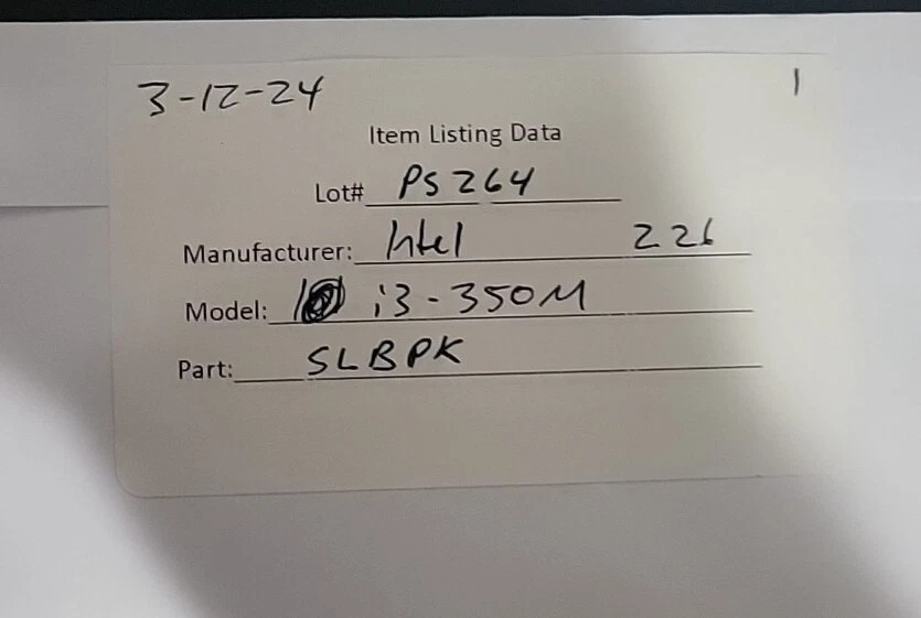 SLBPK GENUINO INTEL CORE i3-350M 2.267GHZ PORTÁTIL CPU SOCKET G1 Foto 2 de 2