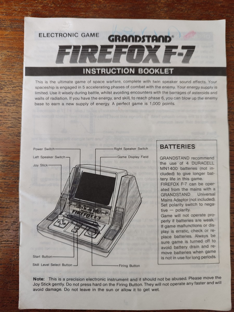 A boxed Grandstand Firefox F-7 electronic video game