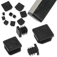 Square  Rectangle Plastic End Caps Blanking Plugs Tube Inserts Chair Feet Black
