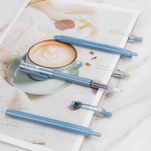 6PCS Gel Pens 1 Highlighter Quick Dry Fine Point 0.5mm Blue Journaling - Picture 4 of 8