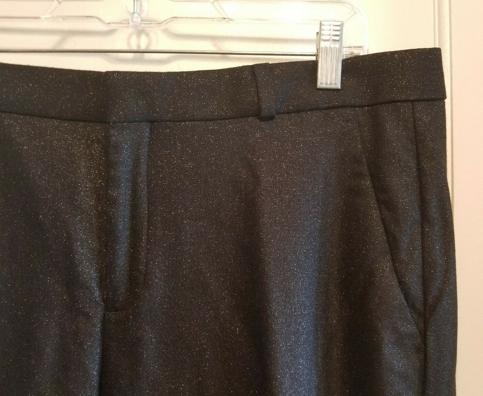 Pantalon Capri Femme Banana Republic Avery-Fit Brillant Plissé - Taille 12 Noir/violet - Neuf Avec étiquette