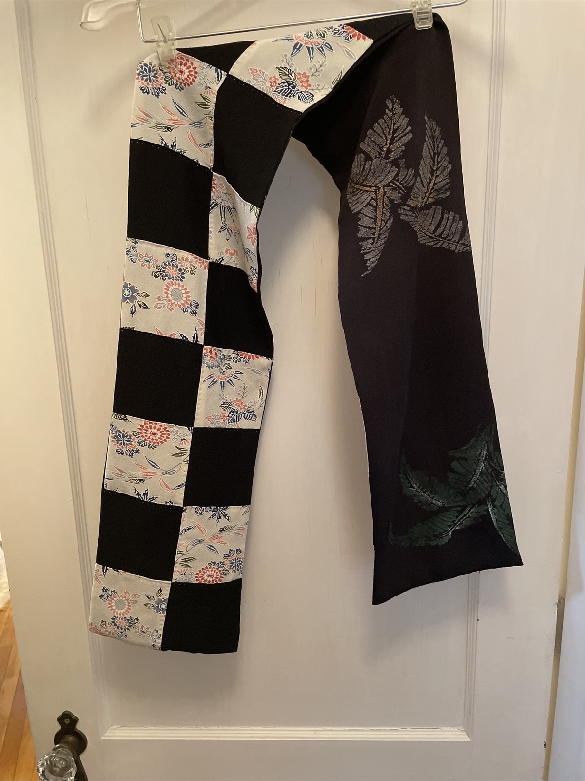Reversible Patchwork  Silk Black/White Scarf SHAW… - image 6