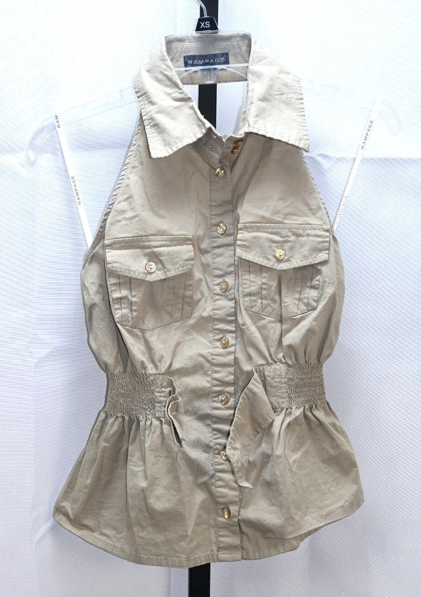 Rampage top tan backless size M RN#101276 missing waist buckle | eBay