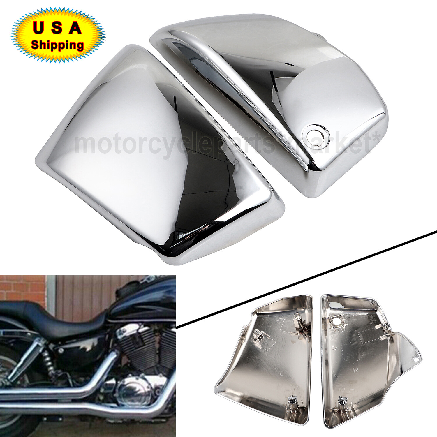 VT400 VT750 Fairings Motorcycle Battery Side Covers - Silver ABS Fairing  Panels For Honda Shadow ACE VT400/VT750 Honda Shadow ACE Side Panels, image size:1500x1500
