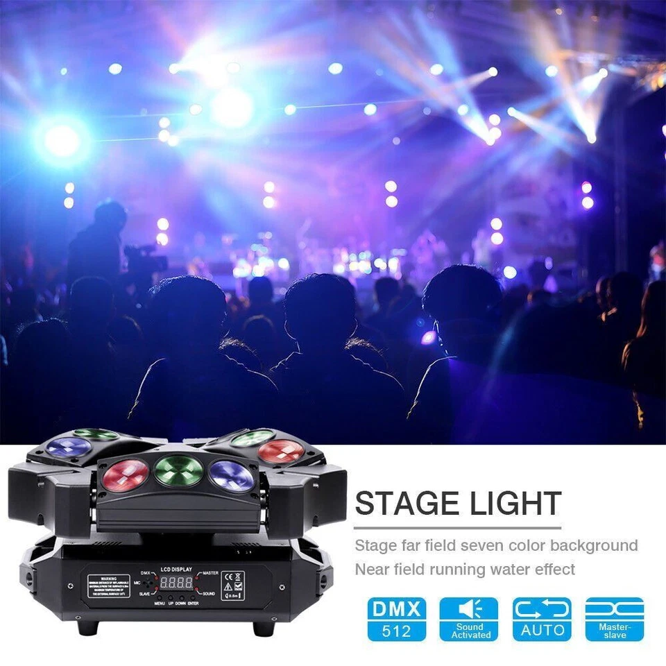 200W DJ Party Laser Light 9LED RGB DMX Spider Beam Moving Head Stage Lighting - Image 4 of 4