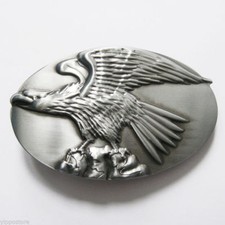 Eagle on Rock Stone Metal Belt Buckle