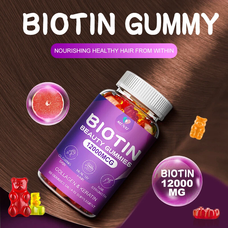 3 Pack Vitamatic Biotin Gummies 12000 mcg for Stronger Hair Skin Nails 60 Vegan - Image 3 of 4