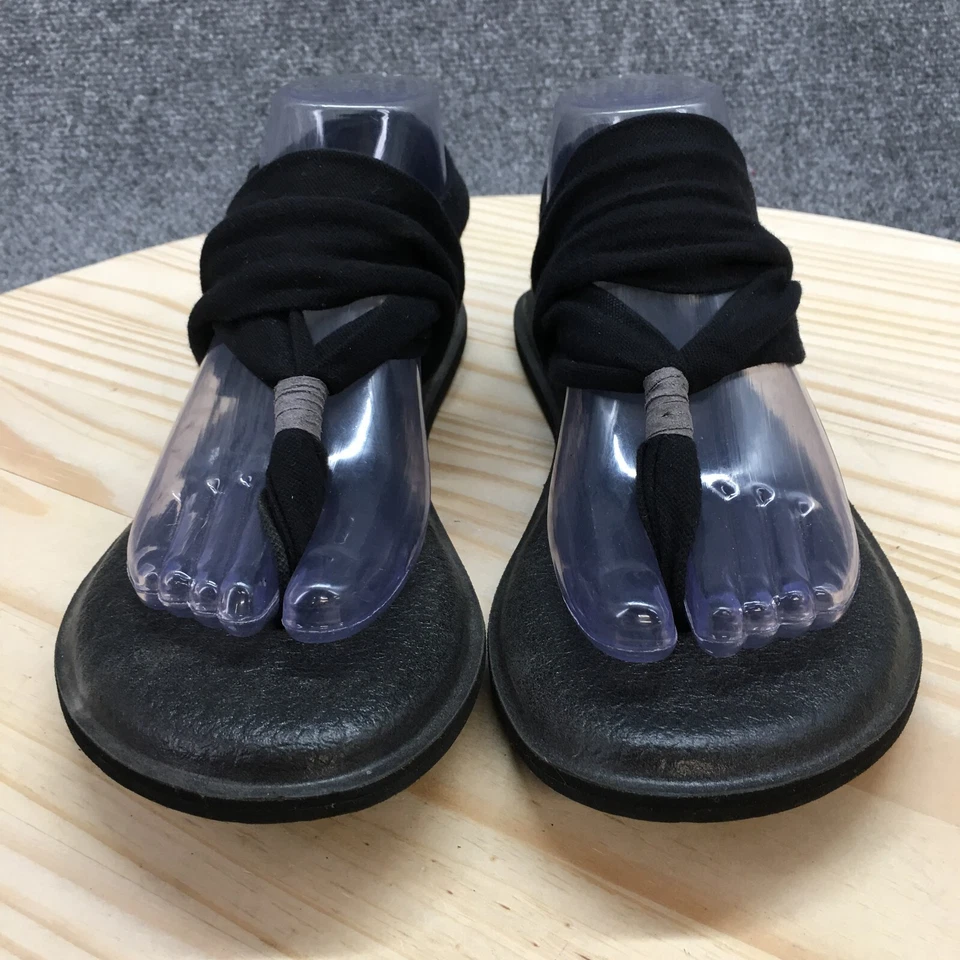 Sanuk Sandals Womens 9 Yoga Sling 2 Slingback Flip Flops SWS10001 Black Fabric - Image 4 of 4