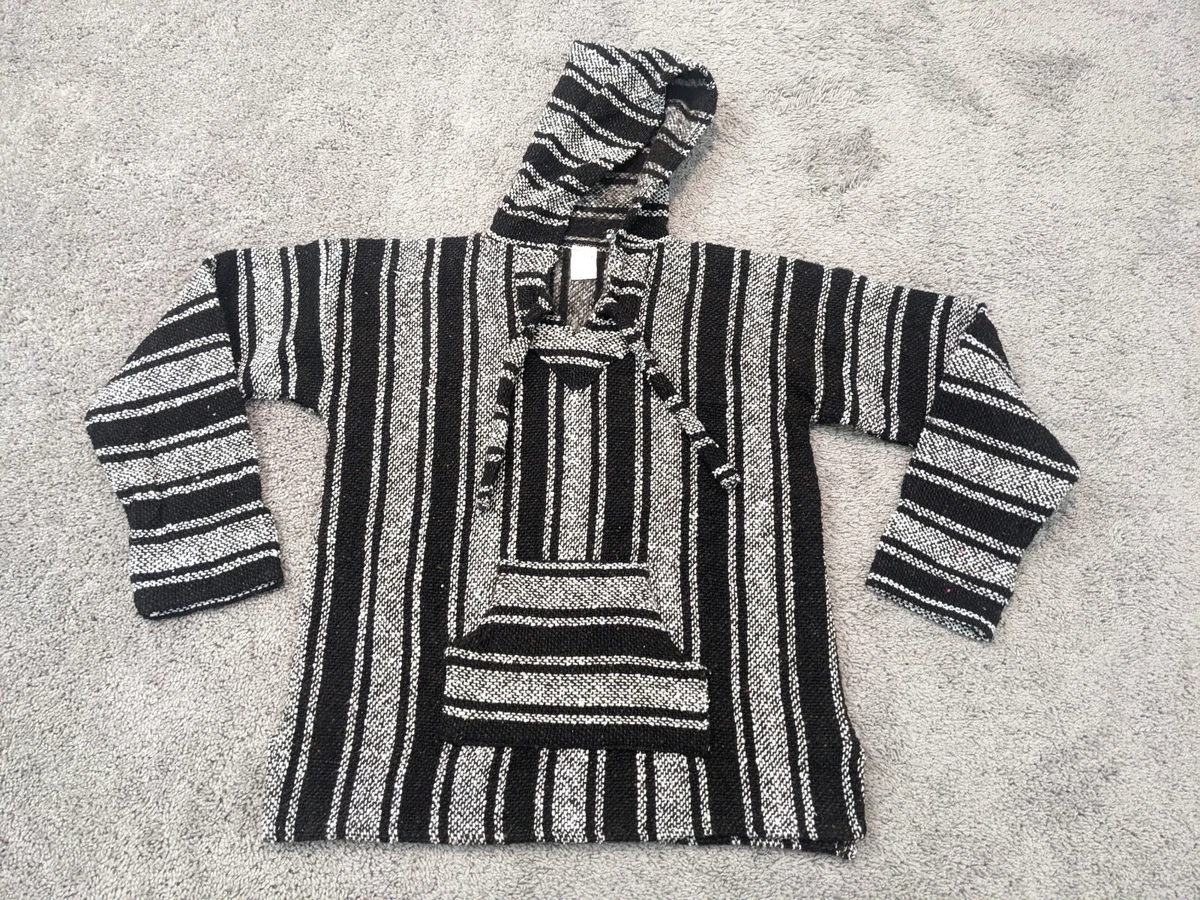 Mr Baja Mexican Baja Hoodie Mens Large Woven Pullover Made in Mexico