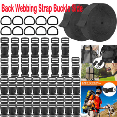 Nylon Webbing Strap Backpack Pet Collar Buckle Clip Release Side Metal D Rings
