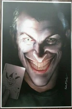 NATHAN SZERDY HAND SIGNED 12X18 ART PRINT JOKER SMILING CLOSE UP FACE NEW BATMAN