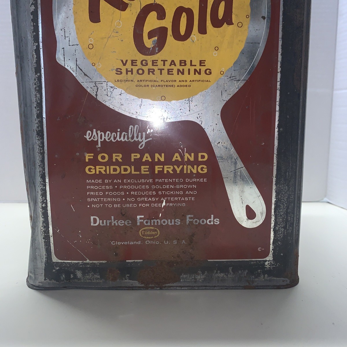 Durkee ~ Kaola Gold ~ Vtg Shortening METAL TIN CAN (35 Lbs Net