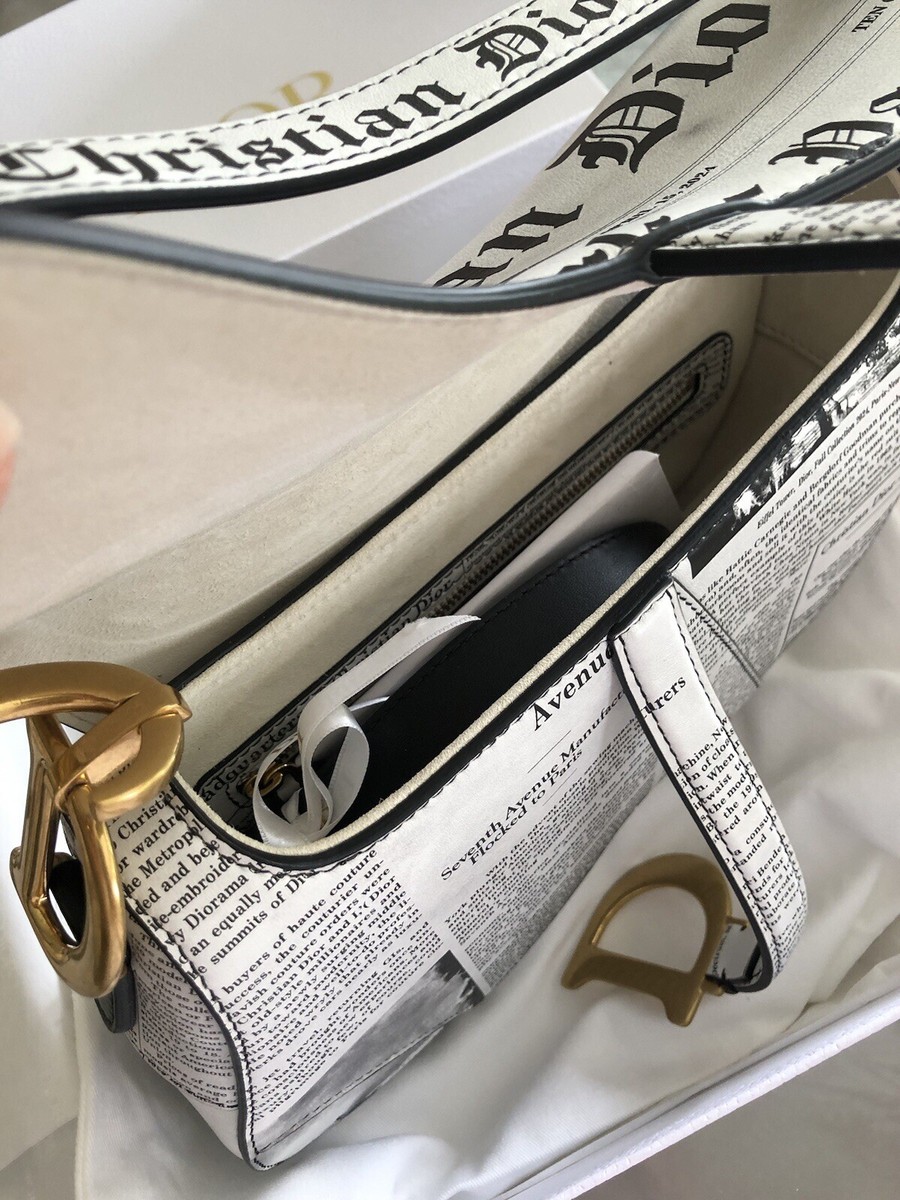 New Dior Newspaper Black White Limited Edition Saddle