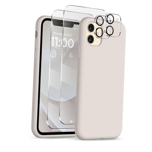 for iPhone 11 Phone Case, [2X Screen Protector + 2X Camera Protector], Stone