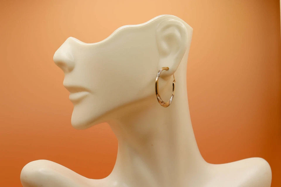 Pori Jewelry 14K Gold Round Twisted Two Tone Hoop Earrings - Image 4 of 4