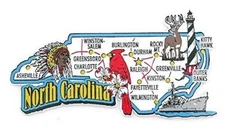NORTH CAROLINA STATE MAP AND LANDMARKS COLLAGE FRIDGE COLLECTIBL SOUVENIR MAGNET