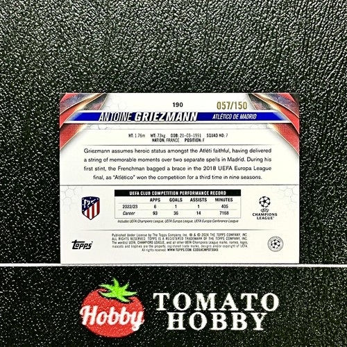 TOPPS JADE UEFA 2023-24 ANTOINE GREZMANN/150 AÑO NUEVO REFRACTOR CAJERO AUTOMÁTICO - Imagen 2 de 2