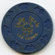 25 cents Chip from the Lady Luck in Downtown Las Vegas 1960s Obsolete