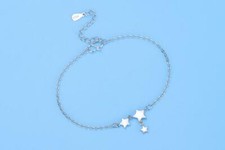 Womens Silver SP Stars Charm Chain Foot Anklet A29