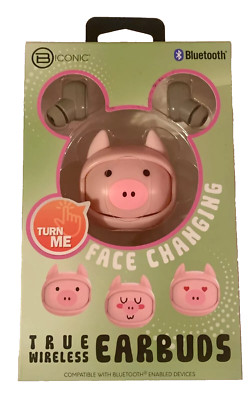 Bytech Rotating Pink Pig True Wireless Earbuds Face Changing