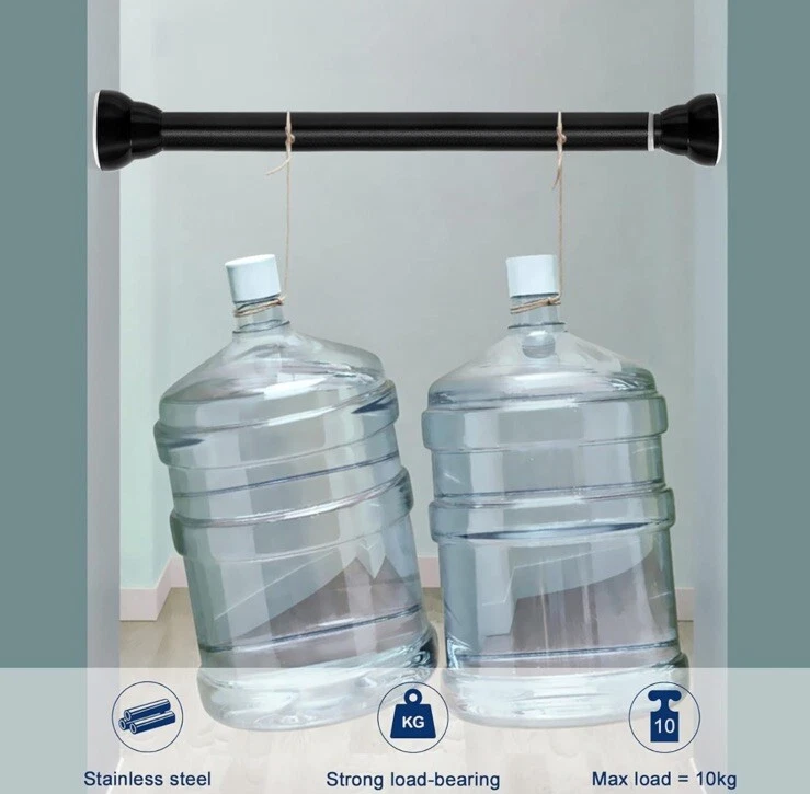 "Varilla de cortina de tensión de 27"" a 43"" para puerta de ventana o ducha barra de tensión de resorte negro" Foto 4 de 4