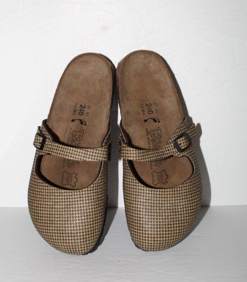 Birki's by Birkenstock Brown Houndstooth Maria Mary Jane Clogs Leather 37  US 6 | eBay