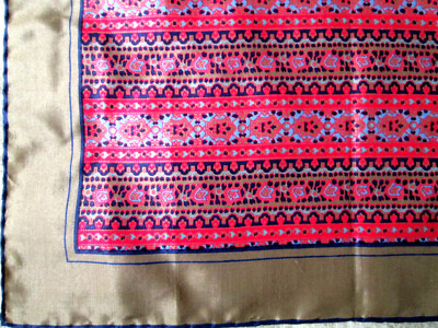 Foulard En Soie 100% Vintage - 43x43 Cm - Occasion - Multicolore