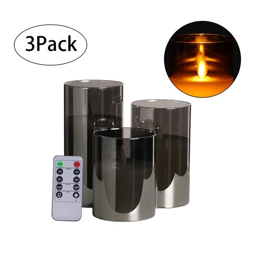 Glass Battery Operated Candles with Remote Flameless Flickering LED Candle Set - Picture 9 of 10