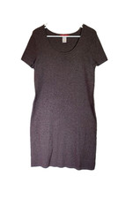 AK Ann Klein Size Large Brown Stretch Bodycon Dress Round Neck Cap Sleeve Knit