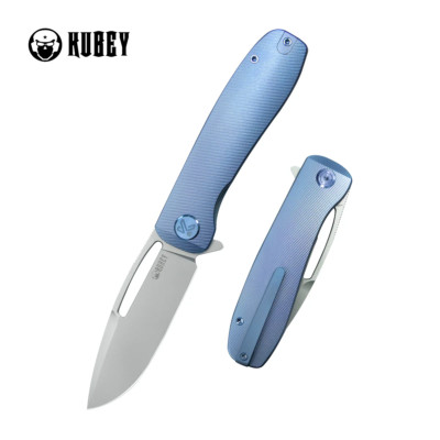 KUB353B Kubey Supercell Blue Titanium Handle Stonewash 14C28N Blade IKBS Linerlo