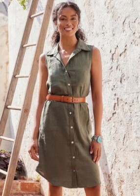Olive Green XS 100% Linen Karen Kane Women's Sleeveless Shirtdress $178 | eBay Olive Green XS 100% Linen Karen Kane Women's Sleeveless Shirtdress $178 | eBay