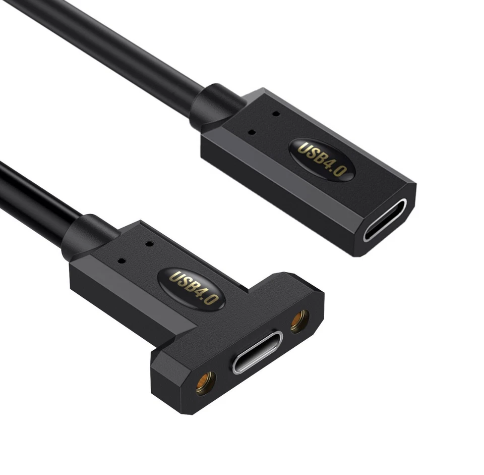 USB C 4.0 PD Charging Panel Mount Cable 240W 5A 40Gbps  | Female to Female  - Image 2 of 4